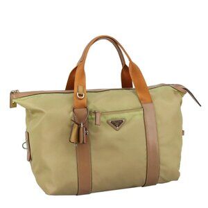 PRADA Hand Bag Nylon Beige Auth